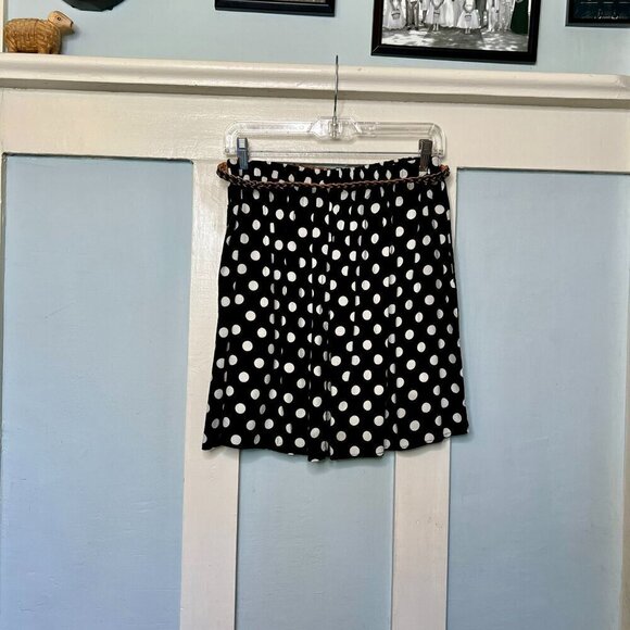 Xhilaration Black & White Polka Dot Belted Mini Skirt - Picture 2 of 7